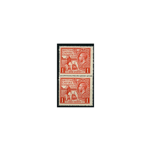 1925 1d Wembley Exhibition, vert pair, u/m. SG432