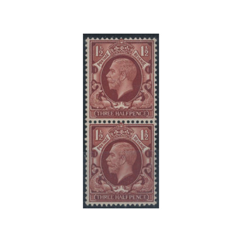 gb-1934-1-1-2d-red-brown-vertical-paper-join-pair-with-top-stamp-double-thickness-mtd-mint-sg441