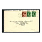 GB 1937 1/2d (Horiz pair), 1-1/2d KEVIII defins, used on commercial cover from Glasgow. SG457, 459