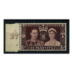 GB 1937 Coronation, 'hole in cross in crown' variety, u/m. SG461var, QCOM2a