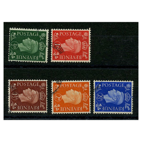GB 1938-47 Dark colours, sideways wmk set, fine cds used. SG462a-66a
