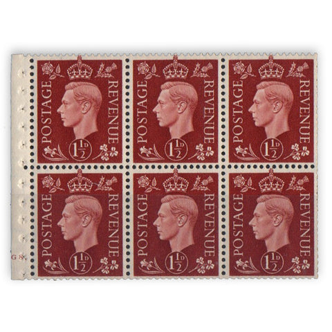 gb-1937-47-1-1-2d-red-brown-cylinder-g8-dot-or-no-dot-block-of-6-trimmed-at-right-sg464-qb21