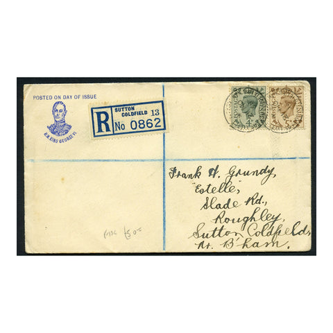 GB 1938 4d, 5d Combination registered FDC with small cachet - scarce. SG468-69