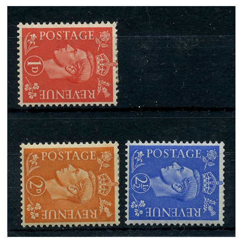 GB 1941-42 Pale colours, wmk sideways trio, fresh mtd mint. SG486a-89a