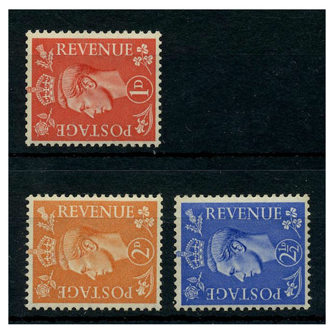 GB 1941-42 Pale colours, wmk sideways trio, u/m. SG486a-89a