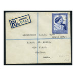 GB 1948 £1 Silver Wedding, used on (non FD) registered cover to the HMS St Kitts. SG494