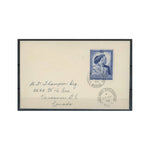 GB 1948 £1 Silver wedding, used (not first day) on tidy, compact cover to Canada. SG494