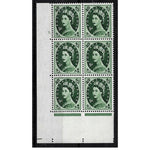 gb-1955-9d-bronze-green-edward-cyl-1-dot-block-of-6-u-m-sg551
