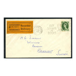 GB 1961 9d Bronze-green, used on first day recorded delivery service cover with label, rust. SG582