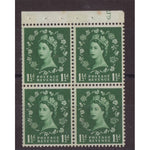 GB 1961 1-1/2d Green, wmk sideways cylinder booklet pane of 4, u/m, cat. £200. SB74, SG612l
