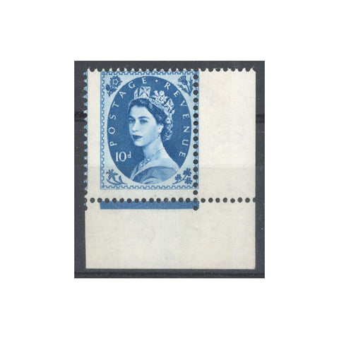 1966-67 10d Prussian blue, misperf (scarce on phosphor issue), u/m. SG617dvar