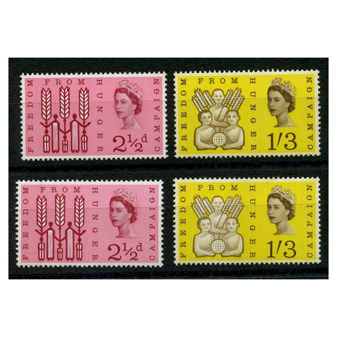 GB 1963 Freedom from hunger, both normal & phosphor, u/m. SG634-35p
