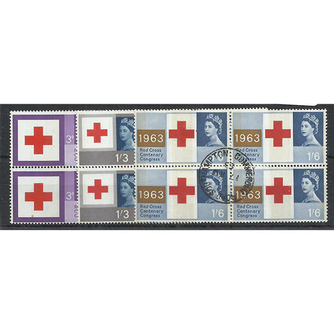 GB 1963 Red Cross phosphors, in blocks of 4, fine used. SG642p-44p