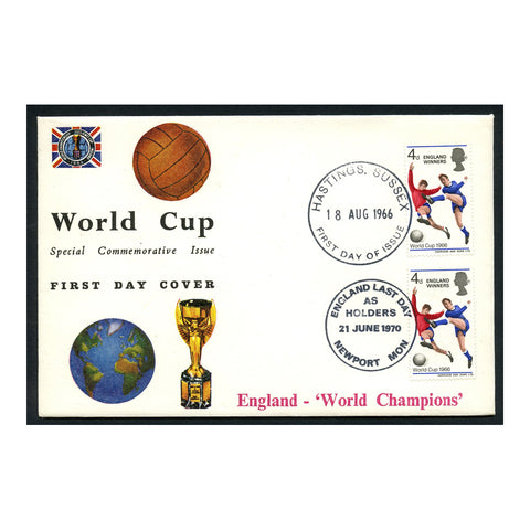GB 1966 4d World Cup, used on unaddressed illustrated FDC, additional added last day as hldrs. SG693