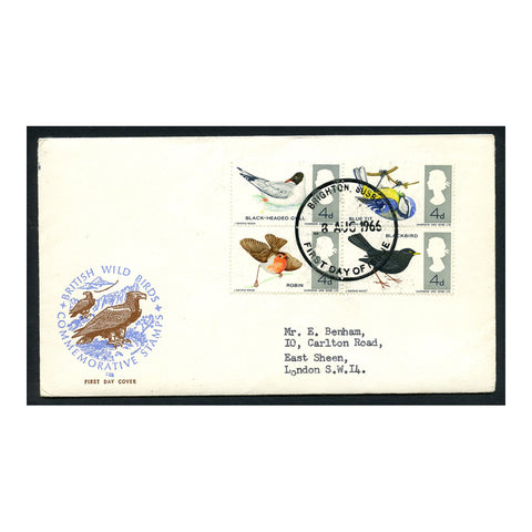 GB 1966 Birds (se-tenant) used on Philart illustrated FDC from Brighton. SG696a