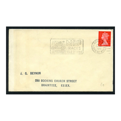 GB 1970 4d Bright-vermillion, used on cover from Douglas with special MGP Races cancel. SG733