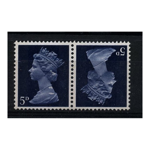 GB 1968-70 5d Royal-blue, tete-beche pair, u/m. SG735
