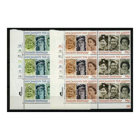 GB 1986 Queens Birthday, in plate blocks of 6, u/m. SG1316-19