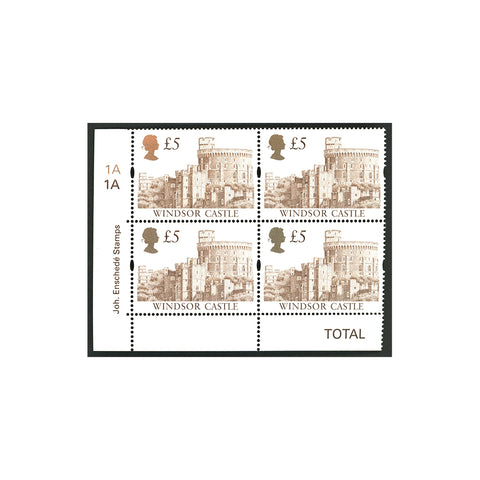 1997 £5 Windsor Castle, plate block, u/m. SG1996