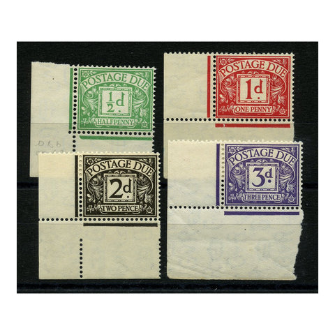 GB 1924-31 1/2d, 1d, 2d, 3d Corner marginal examples, lightly mtd mint. SGD10-11, 13-14