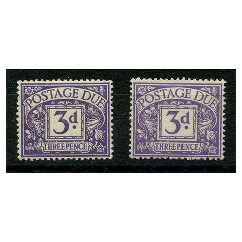 GB 1924-31 3d Dull-violet, 2 shades, u/m. SGD14+var