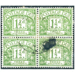 1960-63-1-1-2d-green-block-of-4-cds-used-adhesions-on-rev-sgd58