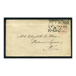 GB 1886 1d Pink embossed postal stationery cover, used with Hoster type IV experimental cancel.