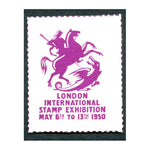 1950 London Intl Stamp Exposition St George label, rouletted, u/m.