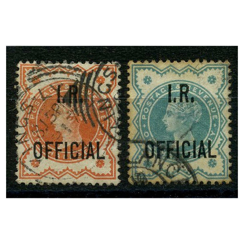 GB 1888-1902 1/2d Inland Revenue, both colours, good to fine cds used, toned. SGO13, O17