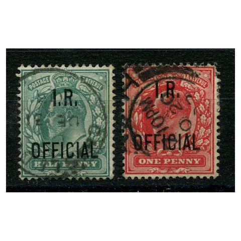 GB 1902-04 1/2d, 1d Inland Revenue, both good to fine cds used. SGO20-21