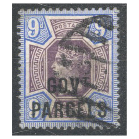 GB 1888-90 9d Gov't Parcels, fine used. SGO68