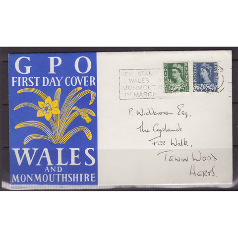 GB 1967 Wales 9d & 1/6d, slogan cancel used on illustrated, hand addressed FDC. SGW4, W6