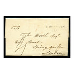 GB 1801 Stampless entire sent Chertsey to London with black 'Chertsey 1d' & manuscript rate marks.