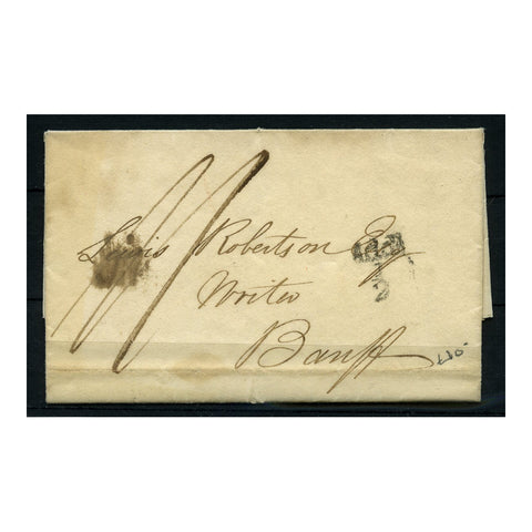 GB 1824 Folded entire from Edinburgh to Banff, red date stamp & 'Addl 1/2d marks.