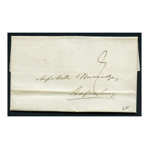 GB 1836 Folded entire from London to Shaftesbury, black date mark on reverse, manuscript rate front.