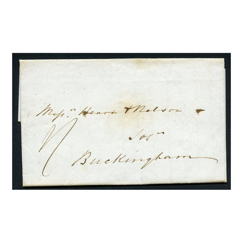 GB 1839 Folded entire from Newton Abbot to Buckingham, dispatch mark on rev, manuscript rate front.