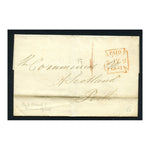 GB 1841 Cover from Vere St (London) to Perth via Edinburgh. Red maltese 'VS' paid stamp on front.