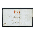 GB 1845 Folded entire from Northampton to Leister. 'PD1' Red stamp on front, disp & recpt on rev.