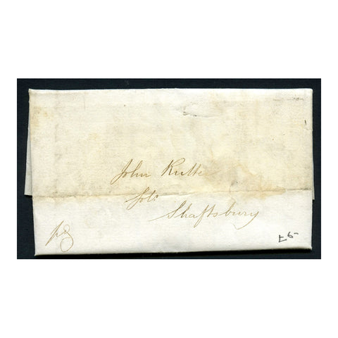 GB 1845 Folded entire from London to Shaftesbury, London MX dispatch on reverse.