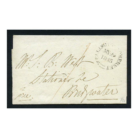 GB 1845 Folded entire from Kellington to Bridgewater (Bridgwater). More unusual cancels.