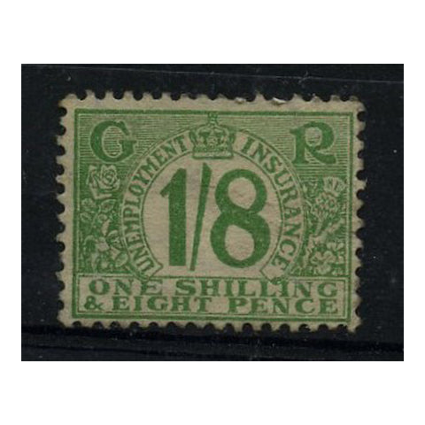 GB Unemployment Insurance 1925 1/8d Yellow-green, mint no gum. BF97