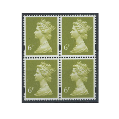 gb-1991-6p-yellow-ochre-misplaced-phosphor-bands-wise-left-narrow-right-block-of-4-u-m-sgx936