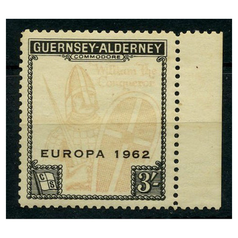 GB Alderney 1962 3/- Europa, 'pale pink' colour variety (underinked?), u/m. AC5var