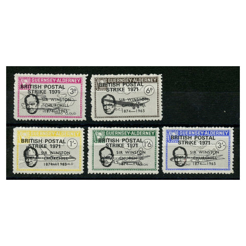 GB Alderney 1971 Churchill- postal strike ovpt, u/m. AC58PS-62PS