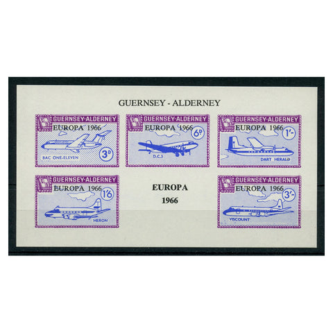 GB Alderney 1966 Europa (aircraft) sheet, u/m. AC75