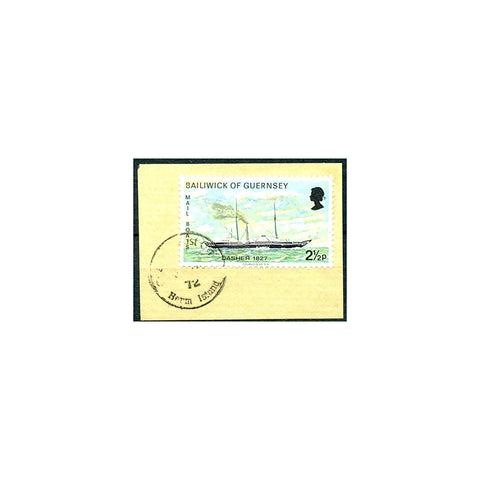 Herm 1972 2-1/2d Guernsey definitive, used on fragment with 'Herm Island' cds. SG68