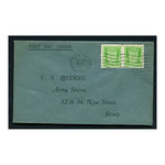 GB Jersey 1941 1/2d Bright-green, horiz. pair used on addressed FDC. SGJ1