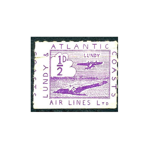 Lundy 1937 1/2d Violet, u/m, faulty. LI17
