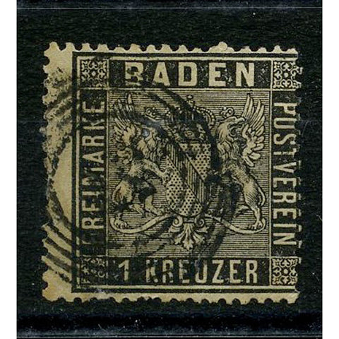 Baden 1860-62 1k Black, good used, minute faults. SG13