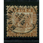 Baden 1862-65 9k Pale-brown, good used, minute tone. SG33